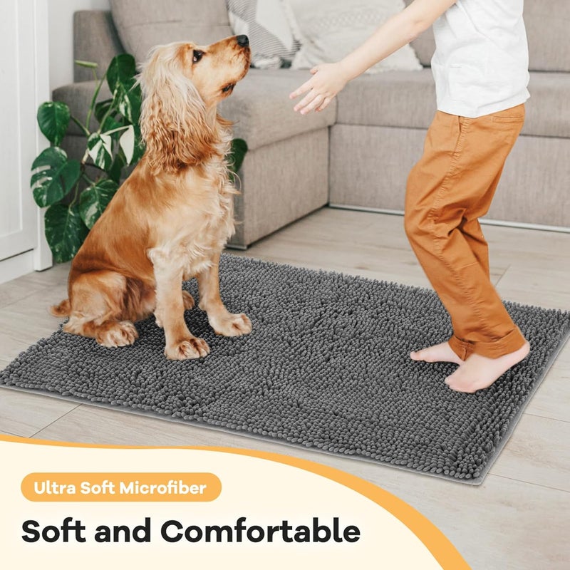 HOMEK Absorbent Dog Door Mat for Muddy Paws, 48" x 30" Chenille Indoor Mats for Entryway, Trap Dirt Front Door Mat Indoor Entrance Washable Non Slip Soft - Image 3